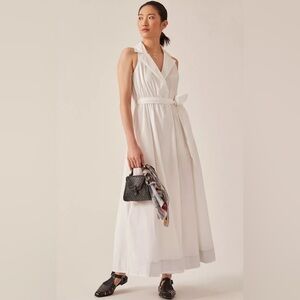 Maeve Anthropologie White Tie-Waist Shirtdress Sz M